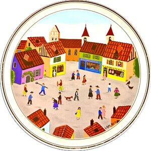 Villeroy & Boch 8” Round Hot Plate or Cheese Plate, Vintage 1990s, Excel Cond